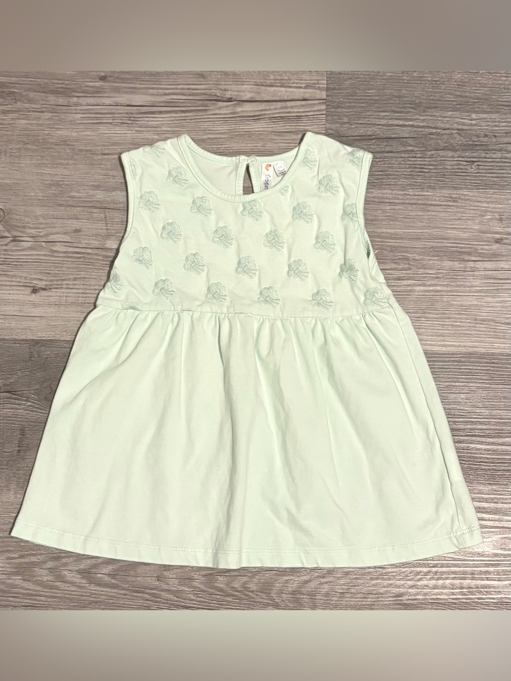 Tangerine Sky Soft Embroidered Top - Light Mint. Girls 6/6X